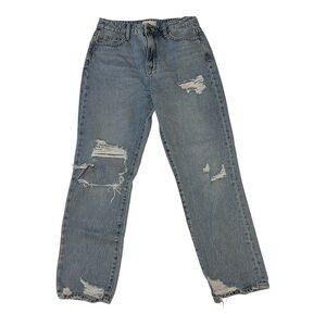 Altar’d State Distressed Jeans Size 25 Light Wash Straight Leg 100% Cotton